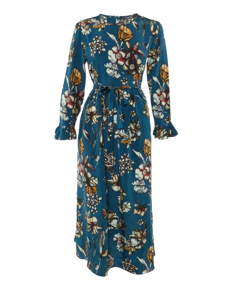 Max Mara floral-print silk midi dress - Blau Blau