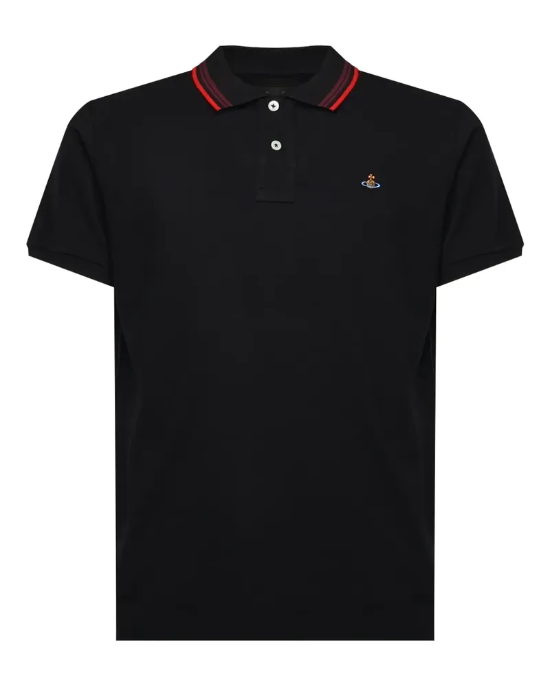 Vivienne Westwood striped-collar polo shirt - Schwarz Schwarz