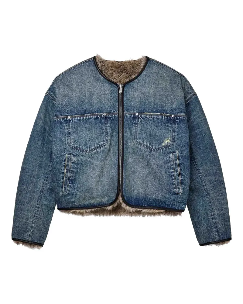 PURPLE BRAND reversible faux-fur denim jacket - Blau Blau