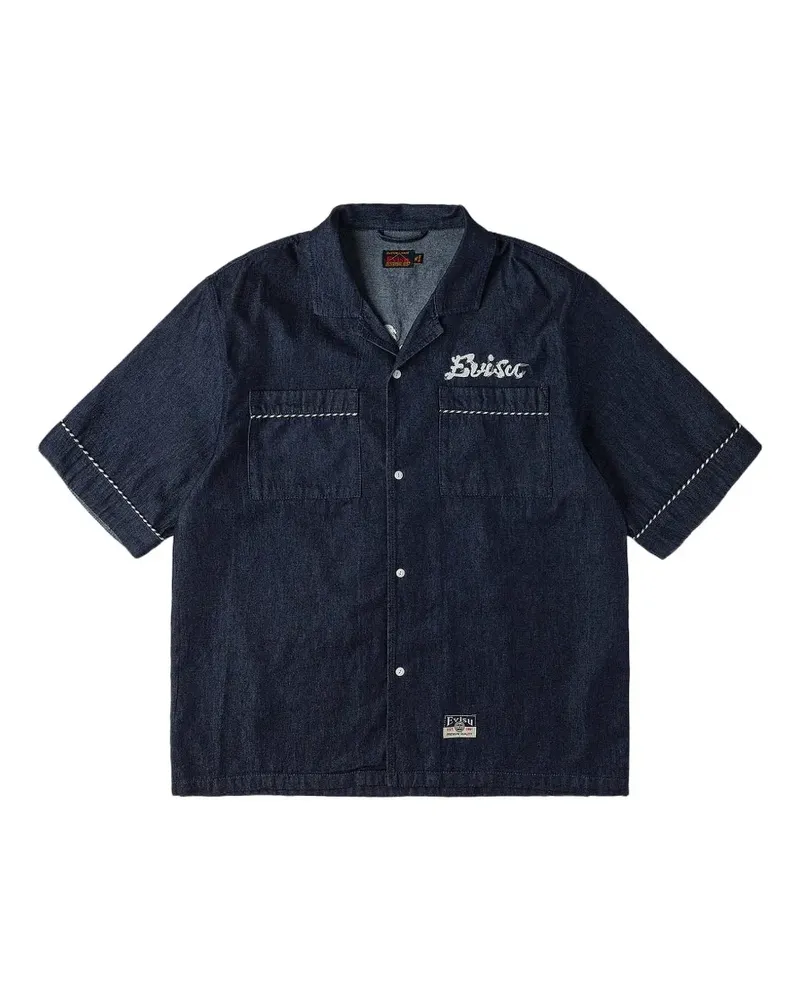 Evisu logo-embroidered short-sleeve shirt - Blau Blau