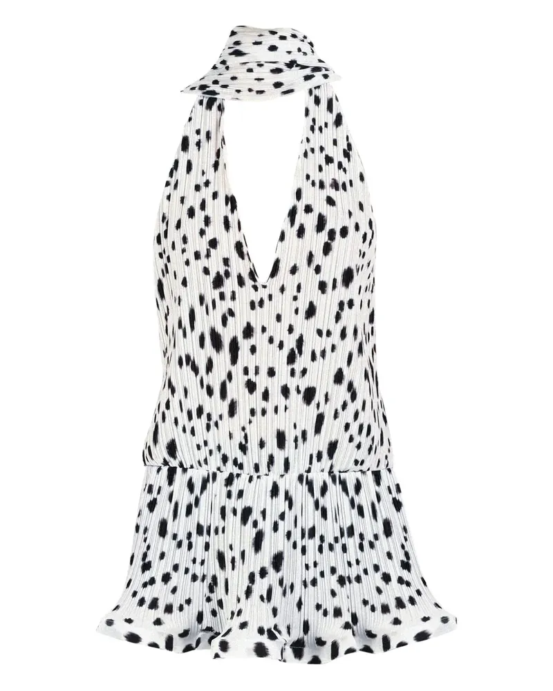 Rowen Rose Faltenkleid mit Dalmatiner-Muster - Weiß Weiß