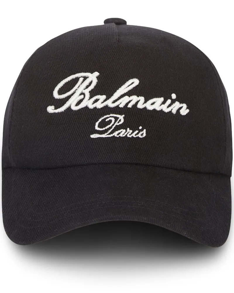 Balmain Baseballkappe mit Signature-Stickerei Schwarz