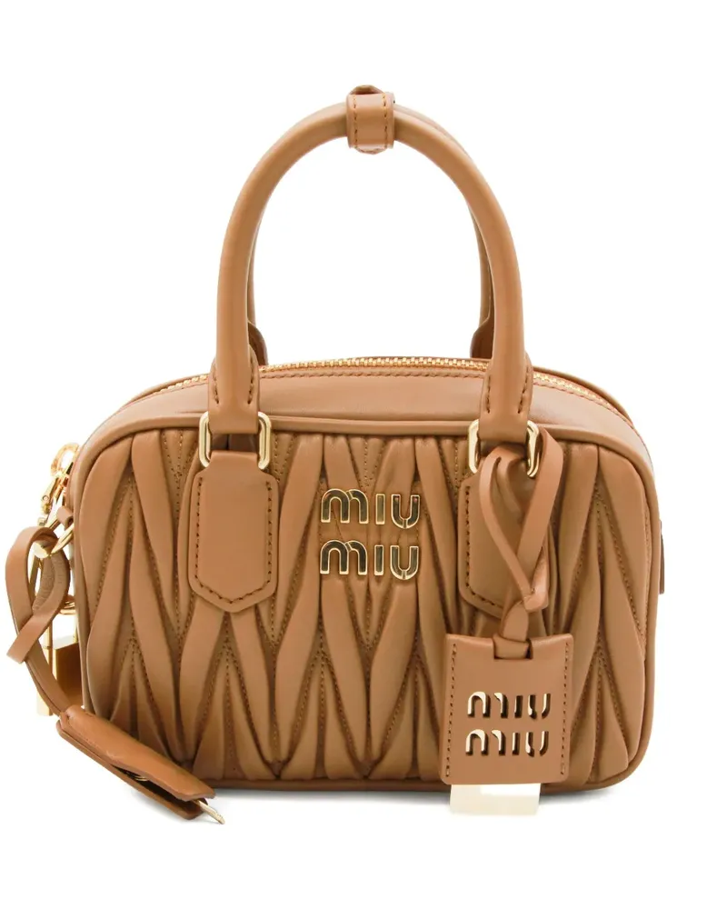 Miu Miu Arcadie Matelasse Schultertasche aus Leder - Braun Braun