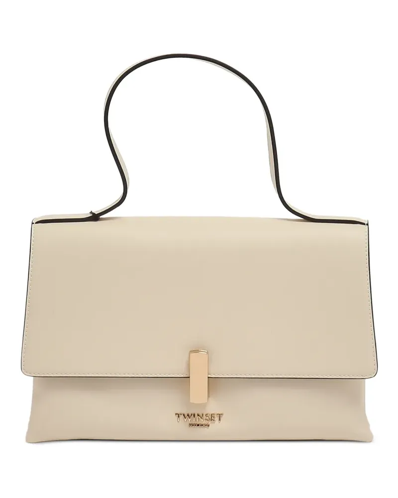 Twin-Set logo-plaque foldover clutch bag - Nude Nude