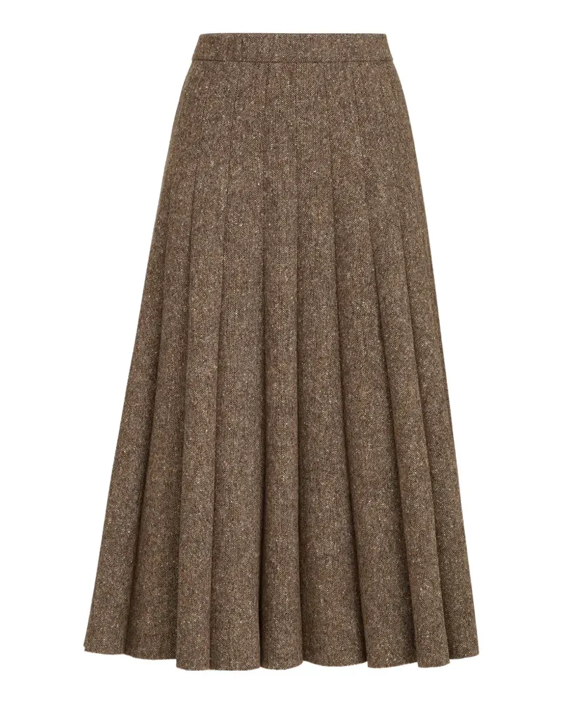Brunello Cucinelli virgin wool Donegal pleated skirt - Braun Braun
