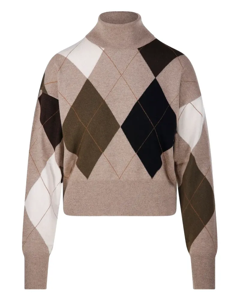 NUDE Rollkragenpullover mit Argyle-Muster Nude