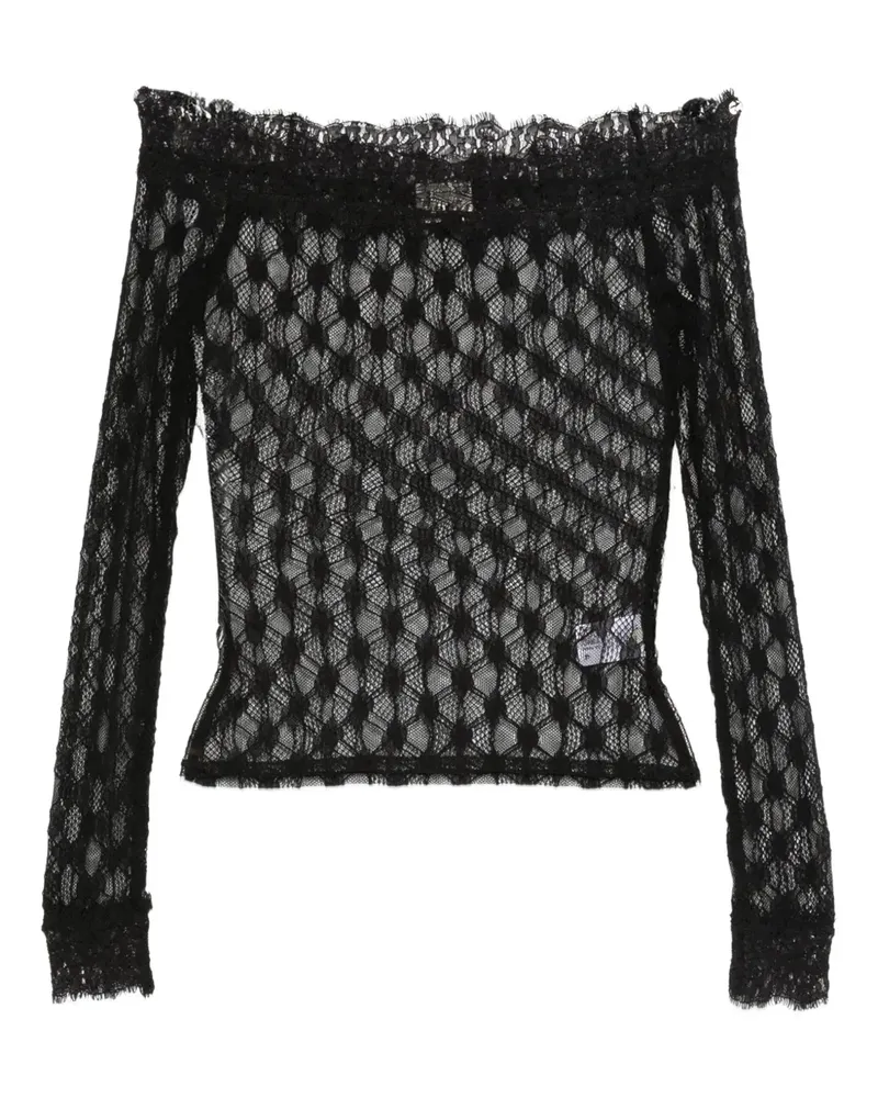 Isabel Marant Spitzenoberteil mit Blumenmuster - Schwarz Schwarz
