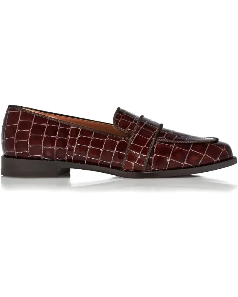 Aquazzura Martin crocodile-effect loafers - Braun Braun