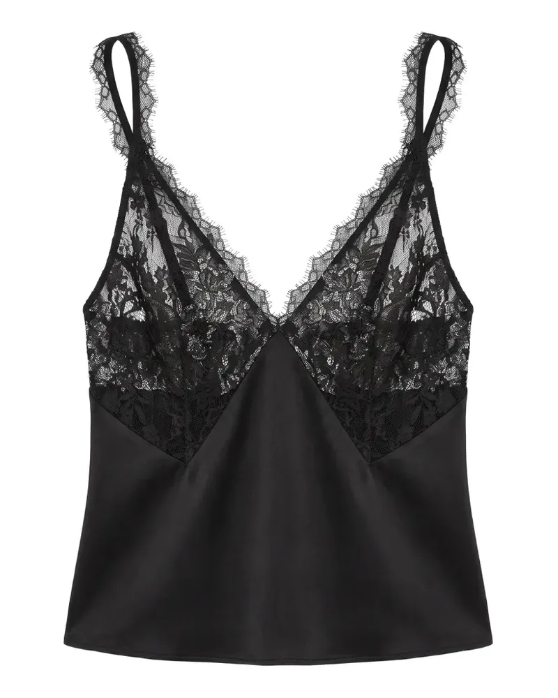 The Sei lace-bodice silk tank top - Schwarz Schwarz