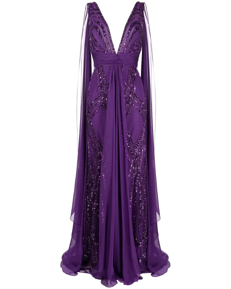 Zuhair Murad Abendkleid mit Perlen - Violett Violett