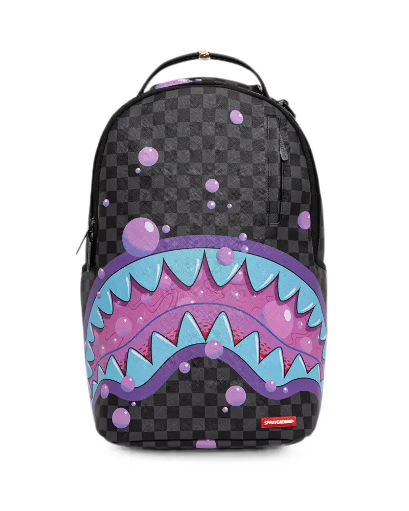 Sprayground check-pattern shark-mouth backpack - Schwarz Schwarz