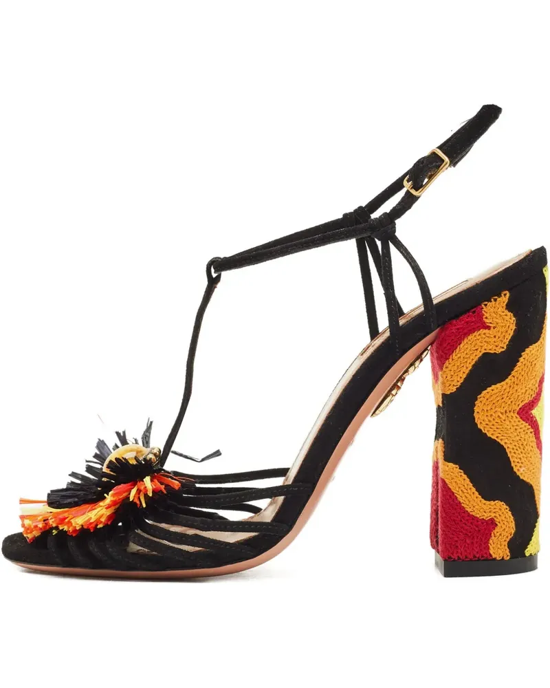 Aquazzura T-strap tassel sandals - Schwarz Schwarz