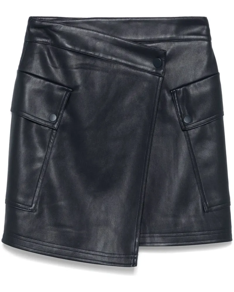 Essentiel Kurzer Wickelrock aus Faux-Leder - Blau Blau