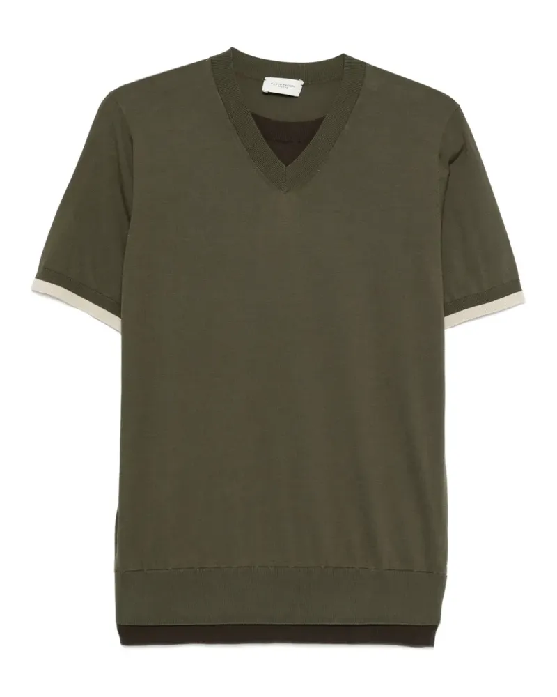 Paolo Pecora Milano V-neck layered polo shirt - Grün Grün