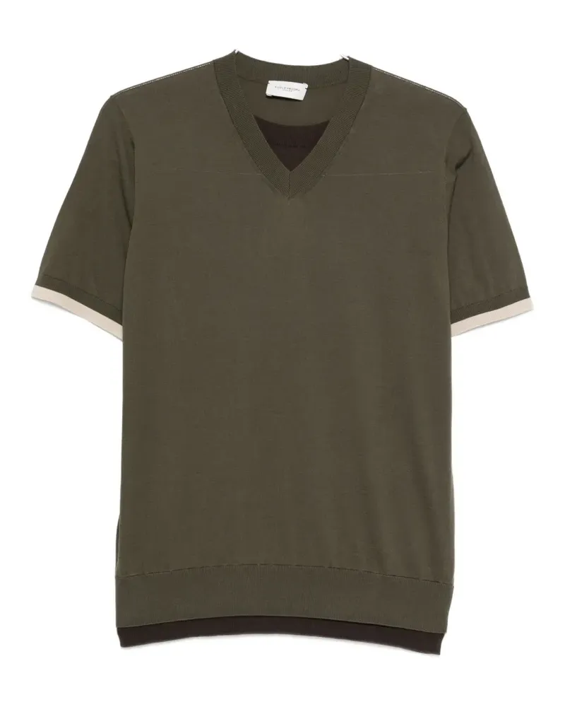 Paolo Pecora Milano V-neck layered polo shirt - Grün Grün