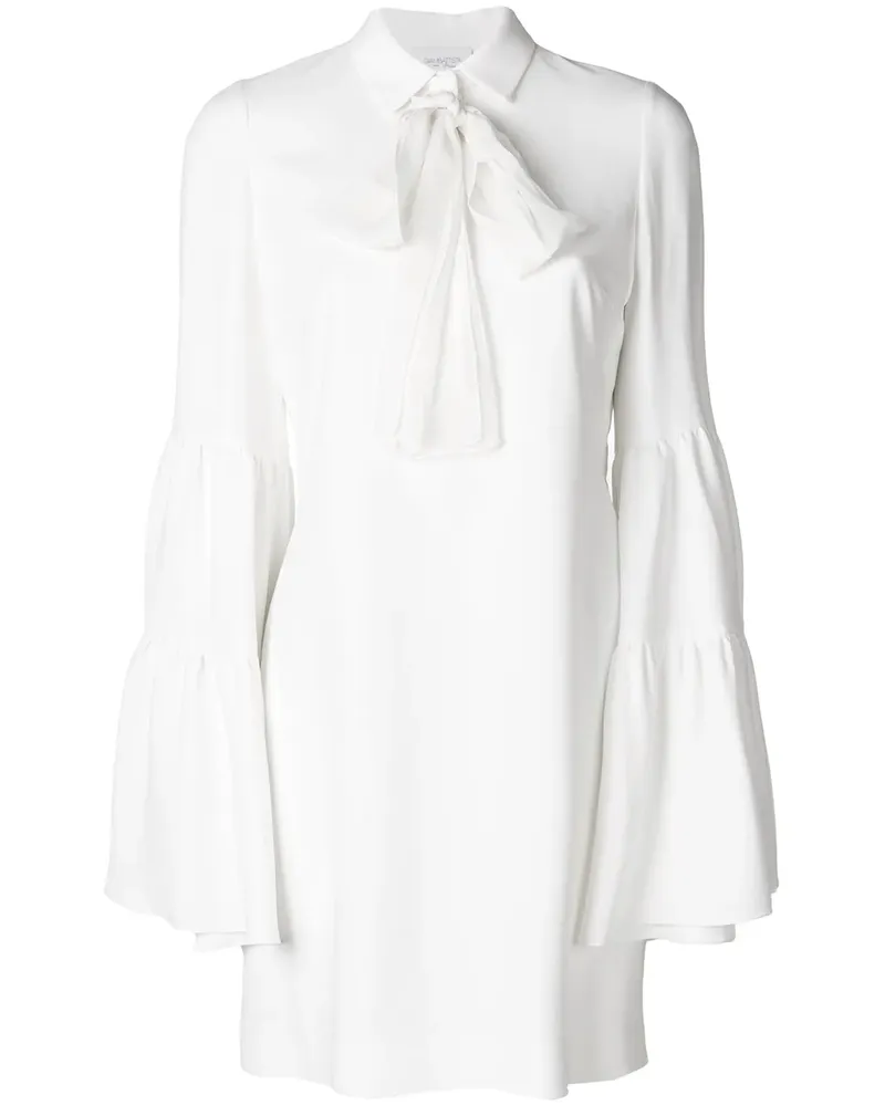 Giambattista Valli Seidenkleid mit Schleifenkragen - Weiß Weiß