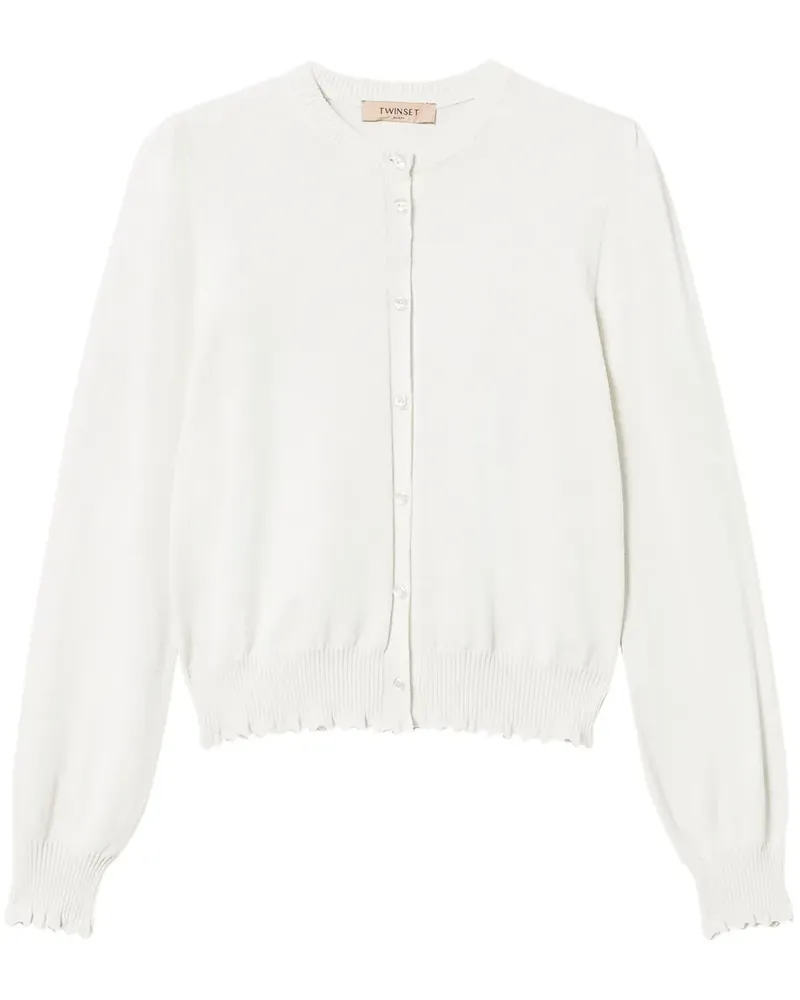 Twin-Set Cardigan mit gewelltem Saum - Weiß Weiß