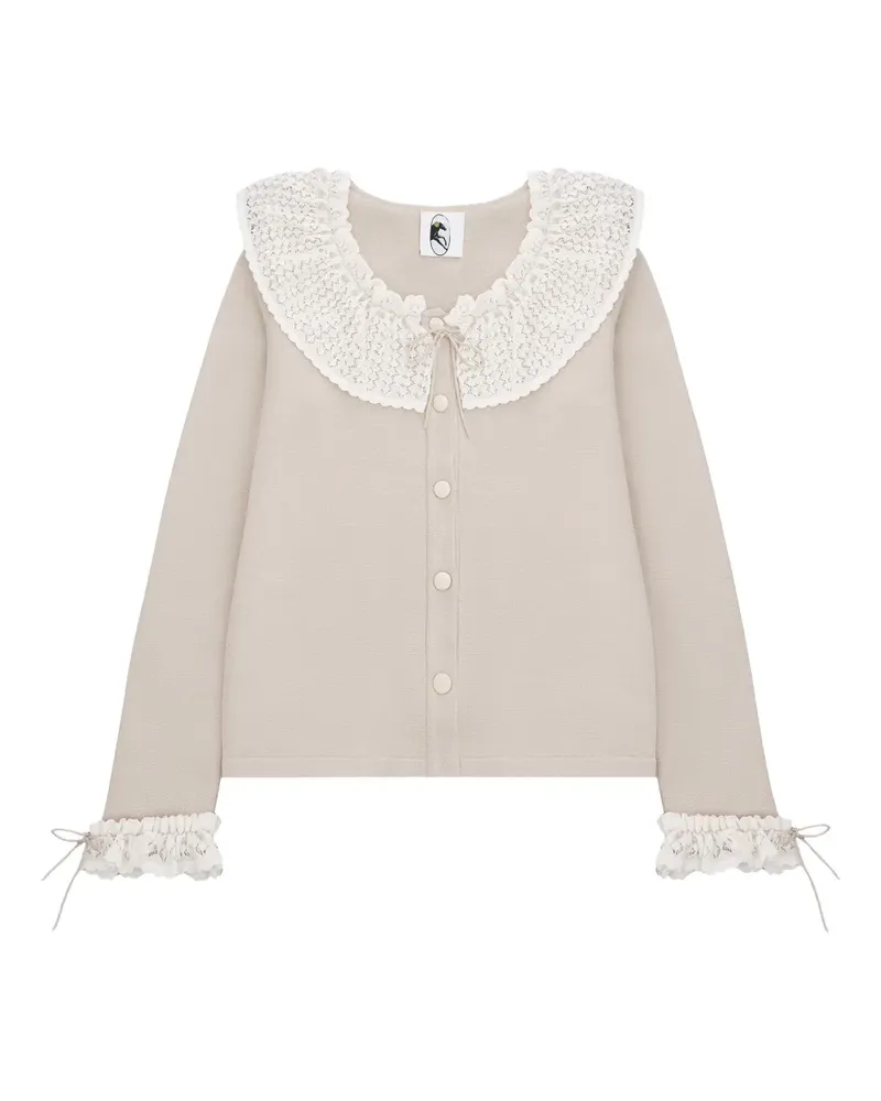 SLEEPER Malena lace-collar cardigan - Nude Nude