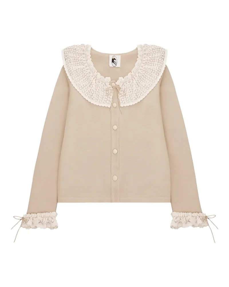 SLEEPER Malena lace-collar cardigan - Nude Nude