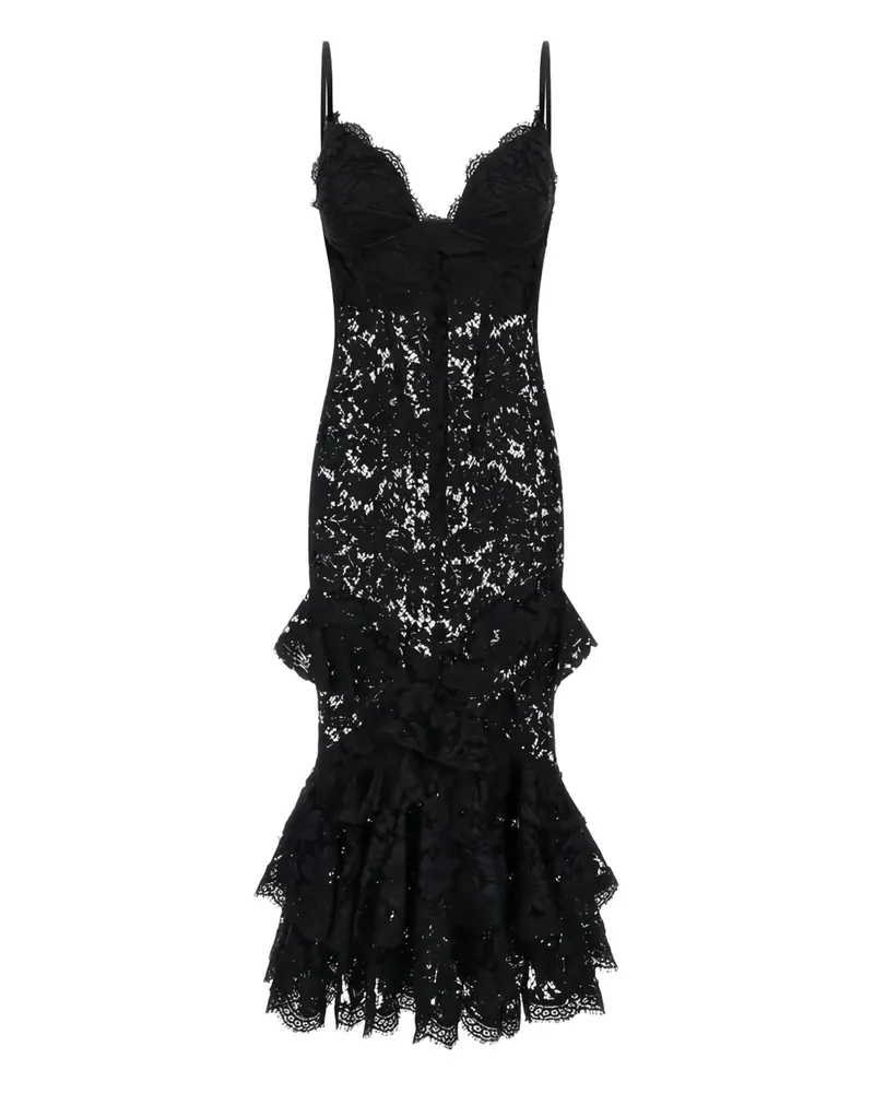 Roberto Cavalli Spitzenkleid mit Rüschen - Schwarz Schwarz