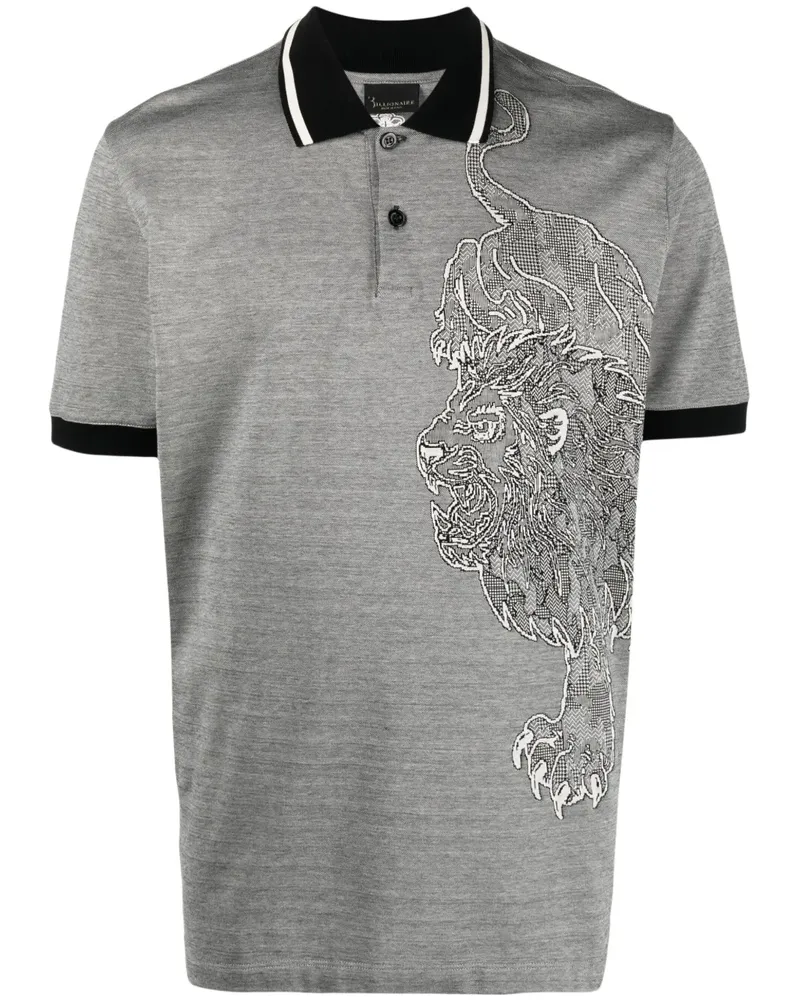 Billionaire Poloshirt mit Löwen-Print - Schwarz Schwarz
