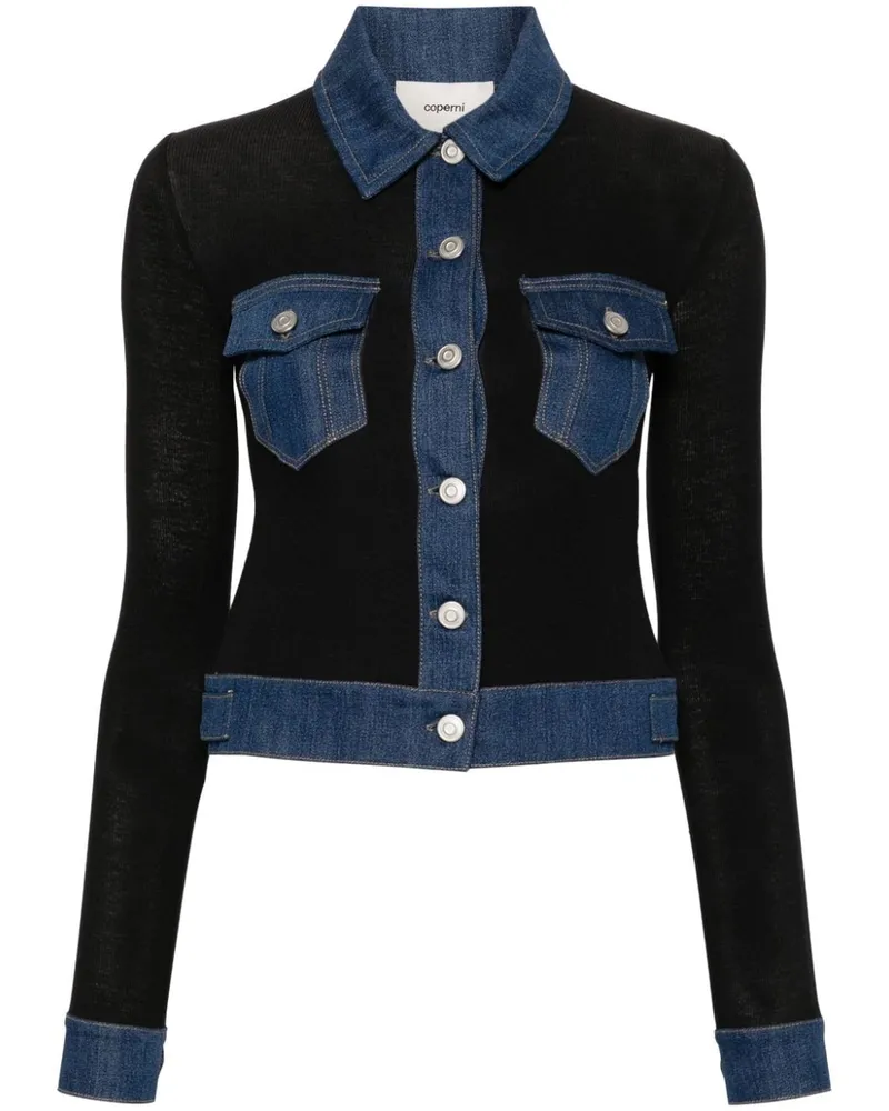 COPERNI Geripptes Hemd mit Jeansbesatz - Schwarz Schwarz