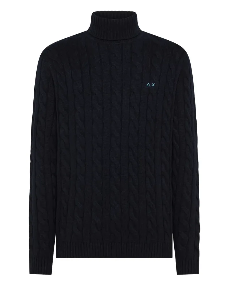 Sun68 Rollkragenpullover mit Zopfmuster - Blau Blau