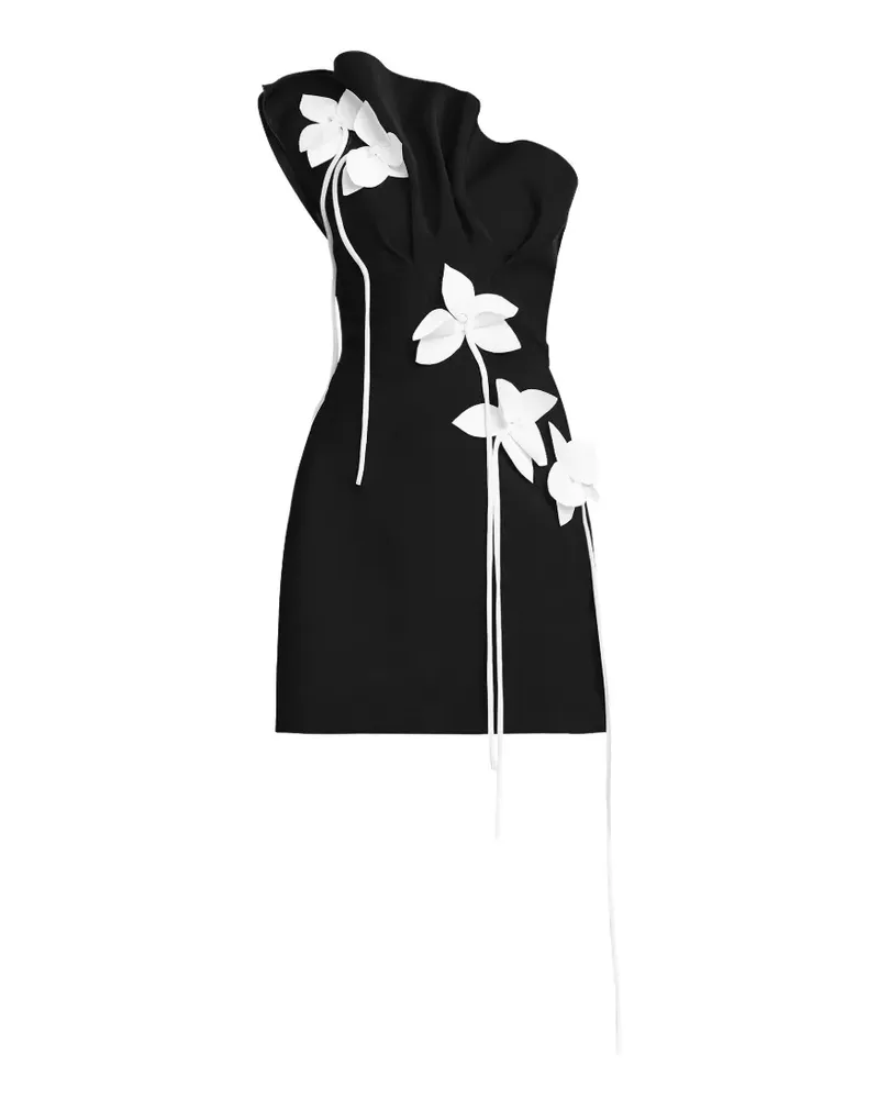 Acler Lugini flower-appliqué mini dress - Schwarz Schwarz
