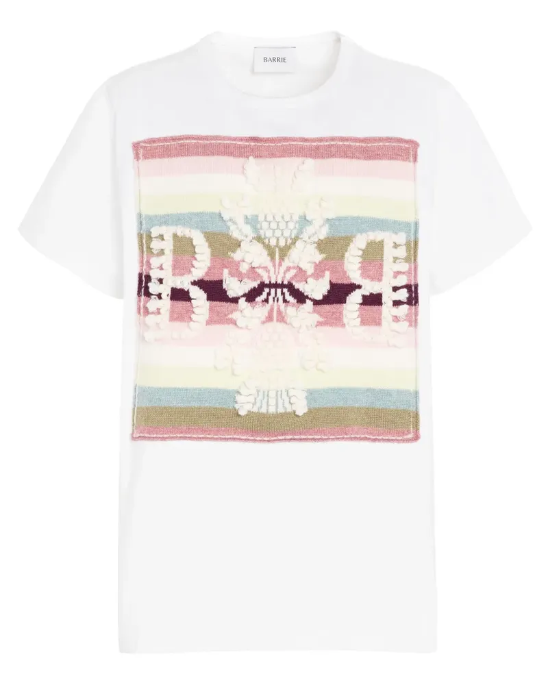 Barrie Gestreiftes T-Shirt mit Logo-Patch - Weiß Weiß