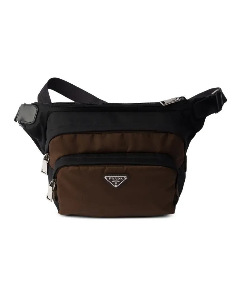 Prada Schultertasche mit Logo-Schild - Schwarz Schwarz