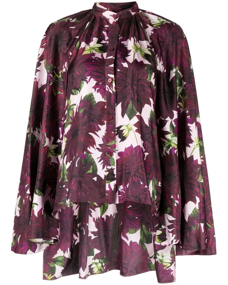 Oscar de la Renta Seidenhemd mit Print - Rot Rot