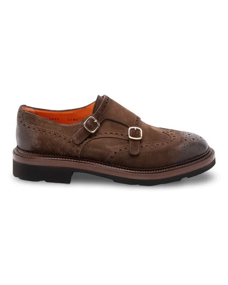 Santoni Kalamabuck Loafer mit Doppelriemen - Braun Braun