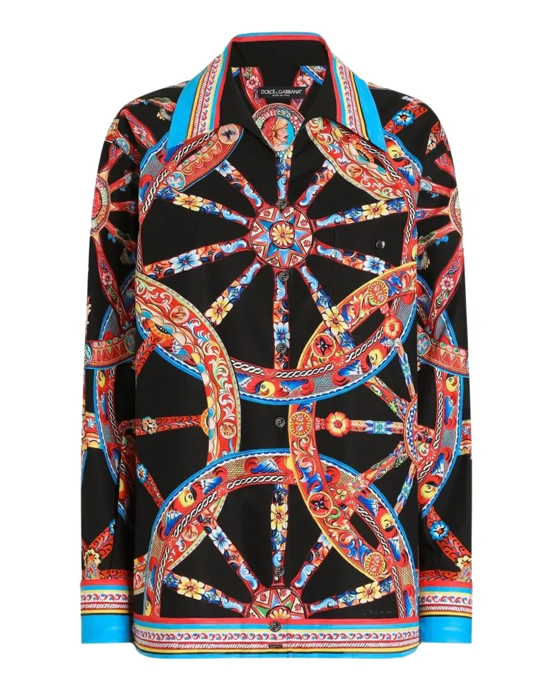 Dolce & Gabbana Popeline-Hemd mit Carretto-Print - Schwarz Schwarz