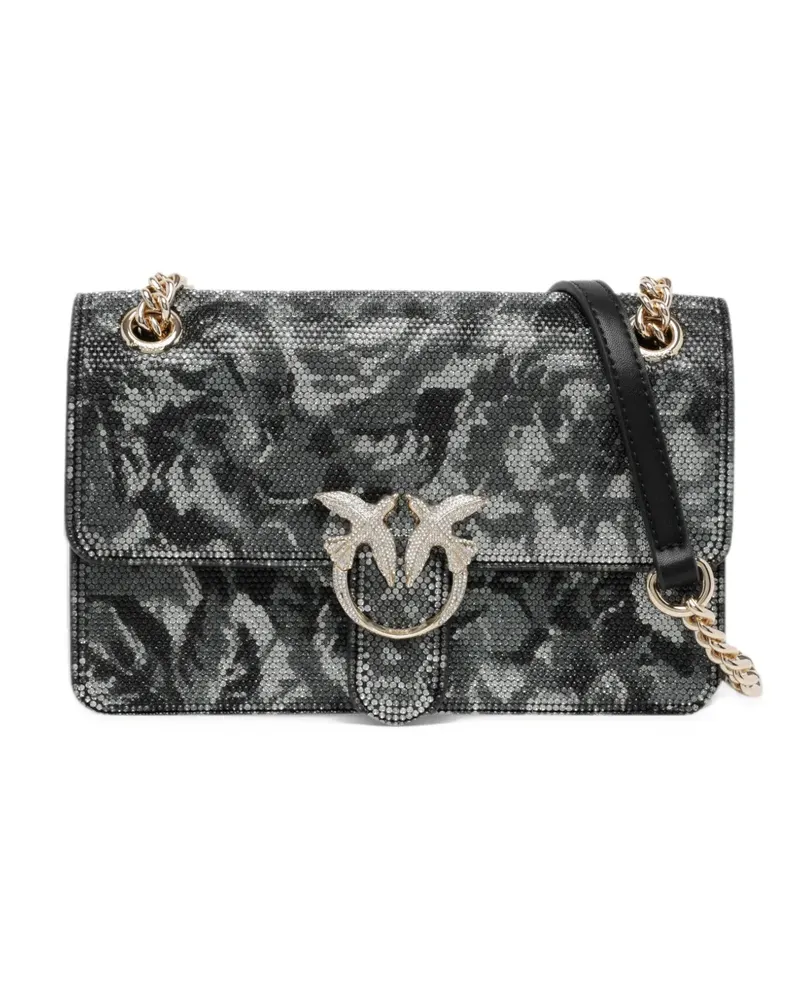Pinko Mini Love Bag One Light fully rhinestoned crossbody bag - Grau Grau
