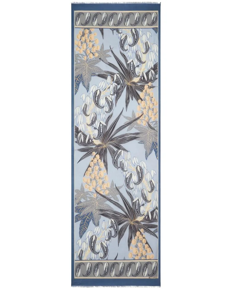 Etro Schal mit Blumen-Print - Blau Blau
