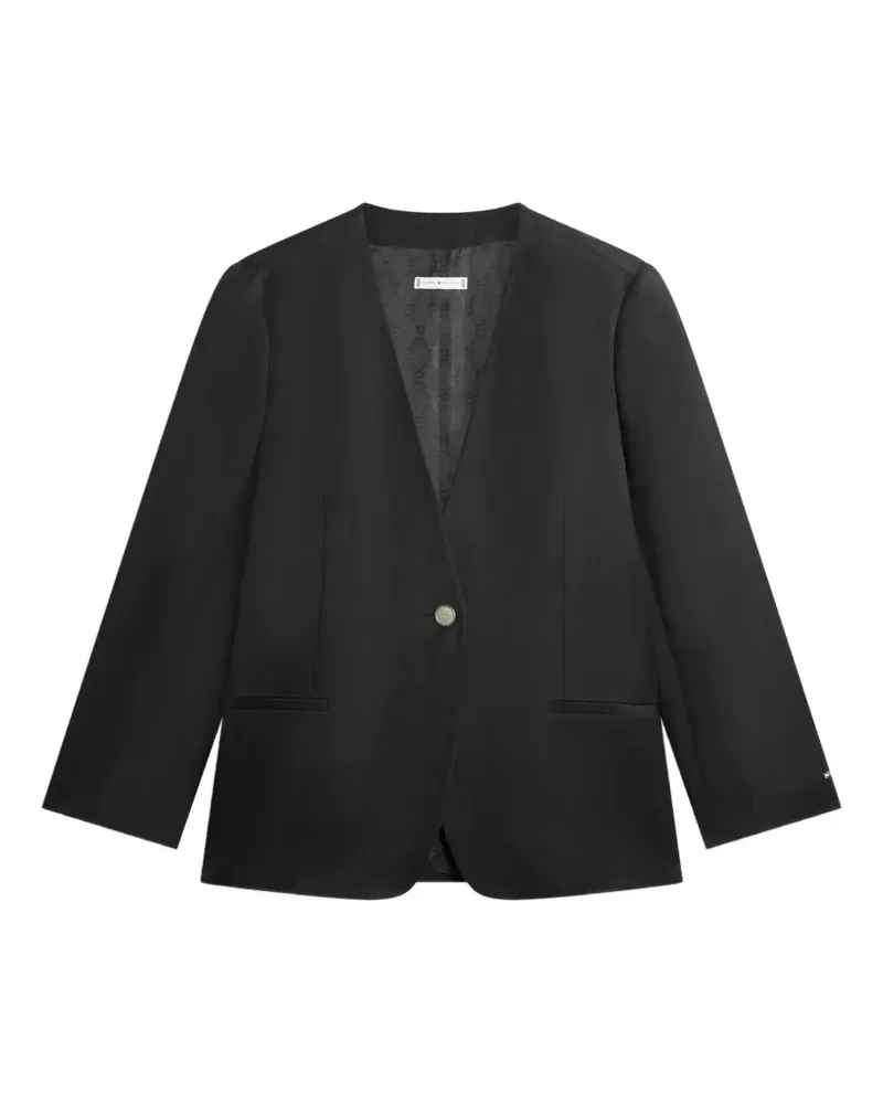 Tommy Hilfiger collarless single-breasted linen-blend blazer - Schwarz Schwarz