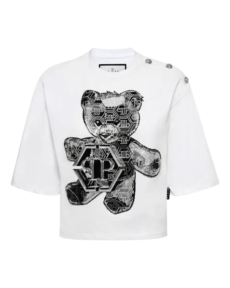 Philipp Plein T-Shirt mit 3D-Teddy - Weiß Weiß