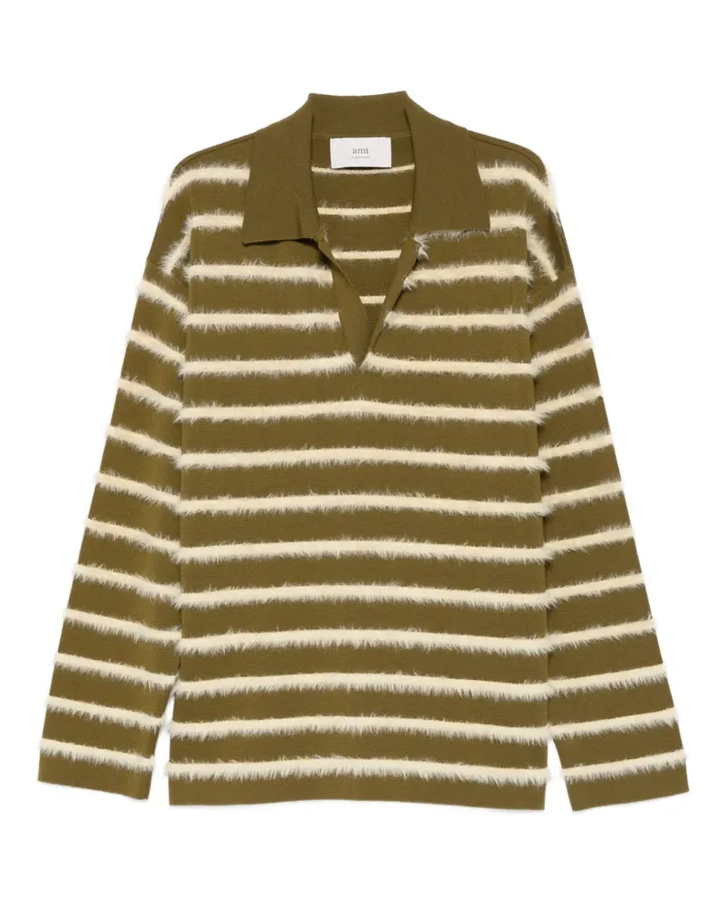 AMI Paris Gestreifter Pullover - Grün Grün