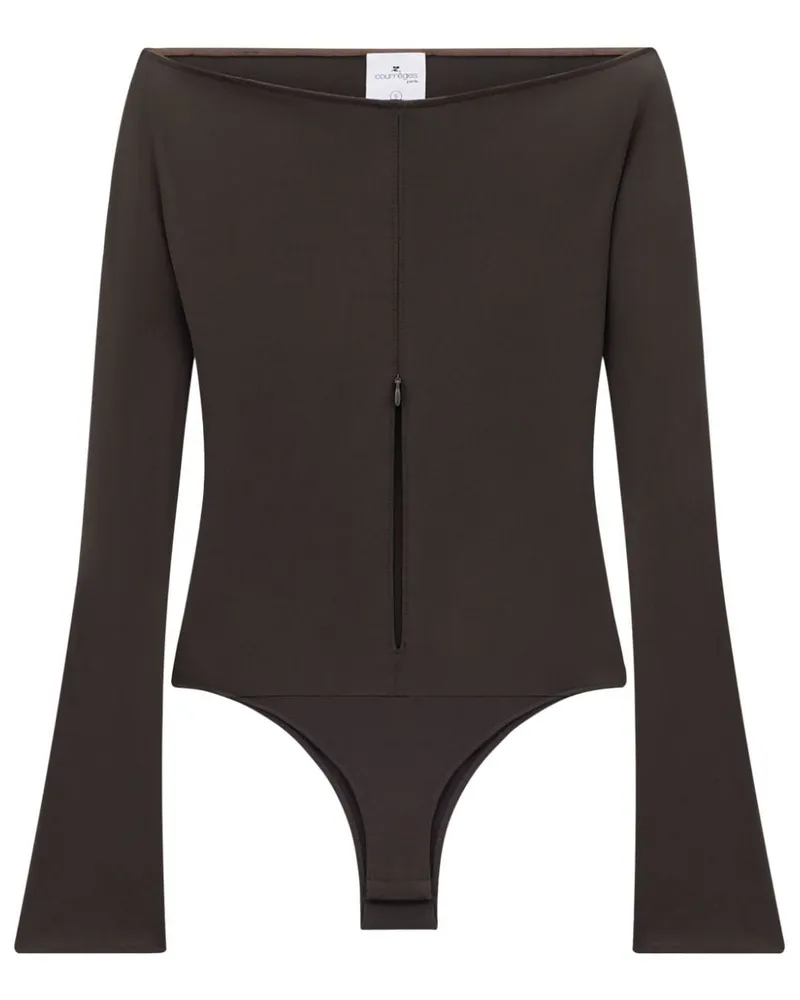 Courrèges Schulterfreier Body mit Reißverschluss - Braun Braun