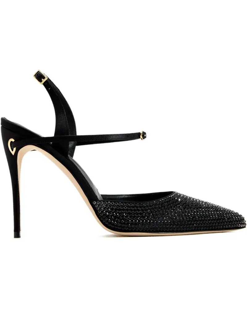Jennifer Chamandi 105 Vittorio Slingback-Pumps mit Kristallen - Schwarz Schwarz