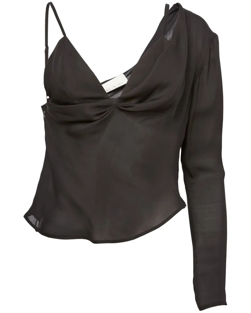 Fleur Du Mal Asymmetrische Seidenbluse Schwarz