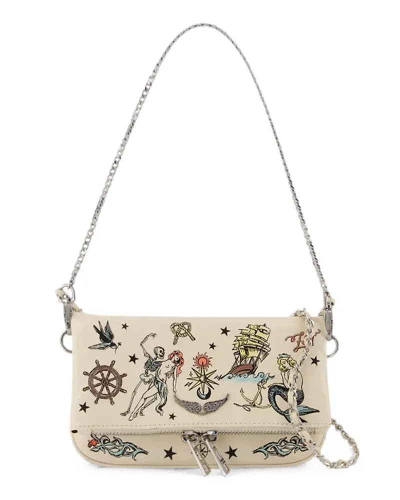 Zadig & Voltaire mini Rock tattoo clutch bag - Nude Nude