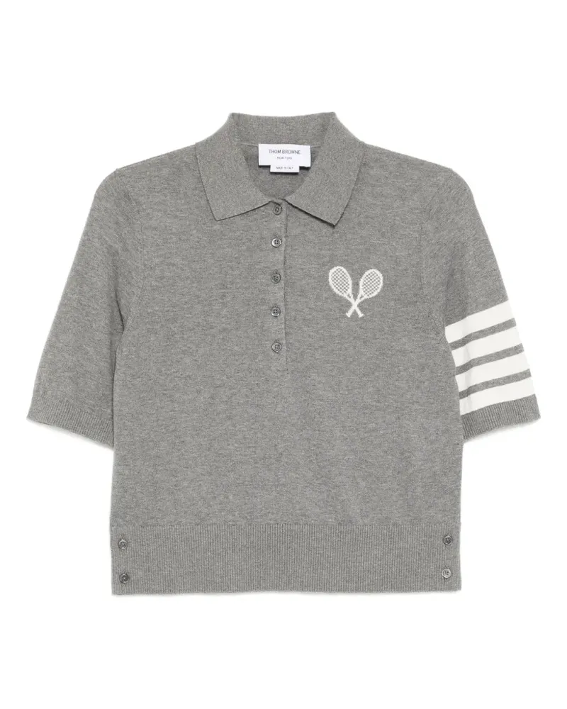 Thom Browne tennis-intarsia polo shirt - Grau Grau