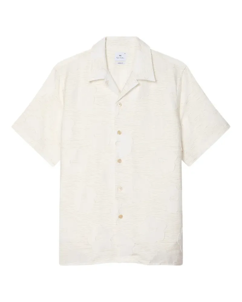 Paul Smith Ecru Zine Floral Fil Coupe Hemd - Nude Nude