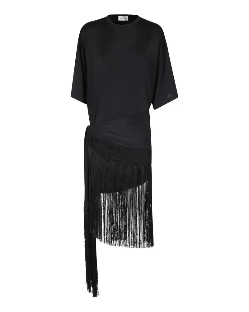 ANDAMANE fringed asymmetric dress - Schwarz Schwarz