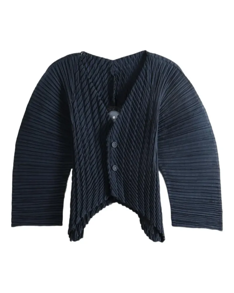 Issey Miyake Unfurling Pleats Cardigan mit asymmetrischem Saum - Blau Blau