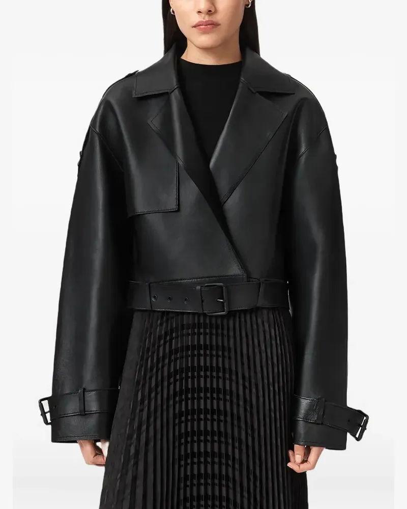 AllSaints Jacke mit Gürtel - Schwarz Schwarz