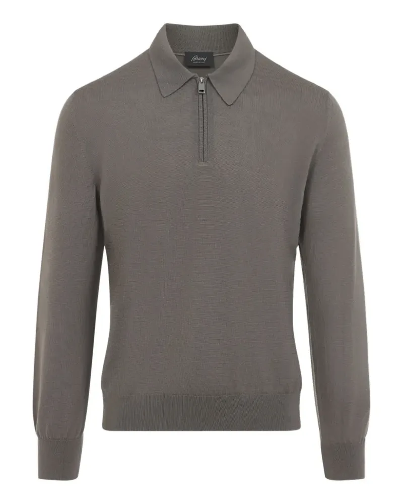 Brioni Poloshirt mit Reißverschluss - Grau Grau