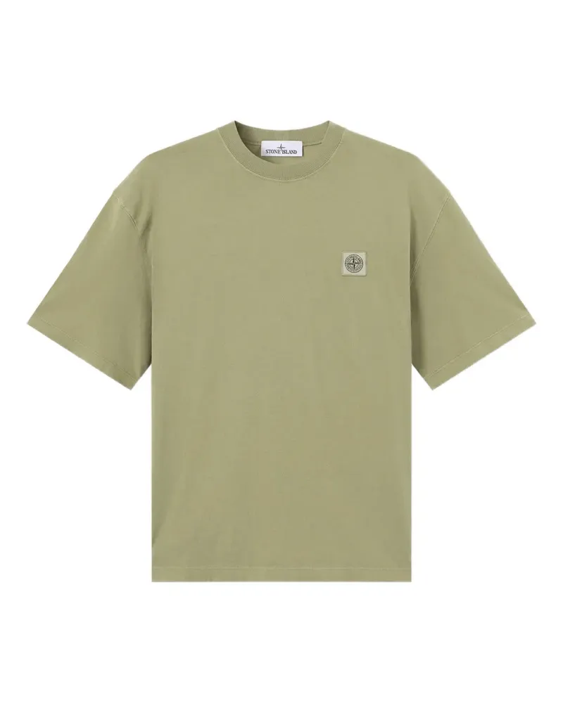 Stone Island T-Shirt mit Logo-Patch - Grün Grün