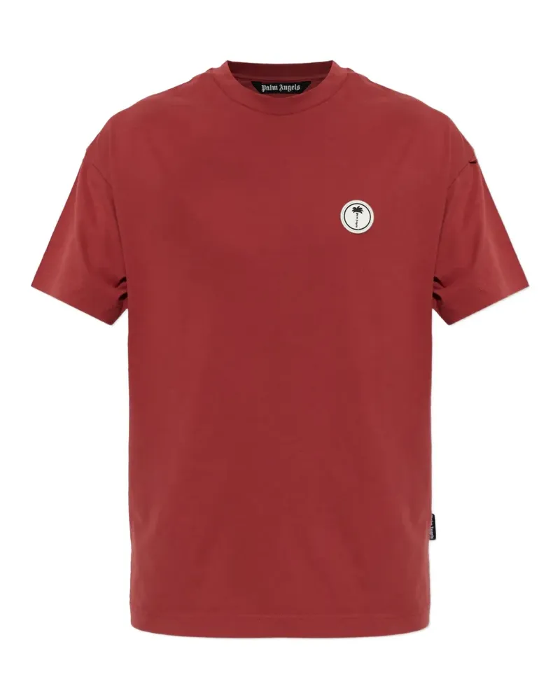 Palm Angels T-Shirt mit Logo-Patch - Rot Rot